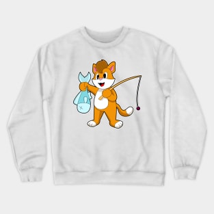 Cat Fisher Fish Fishing Crewneck Sweatshirt